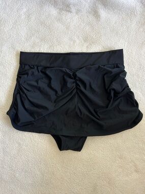 Unique Vintage Black Swim Skirt Pin-up Bikini Bottom